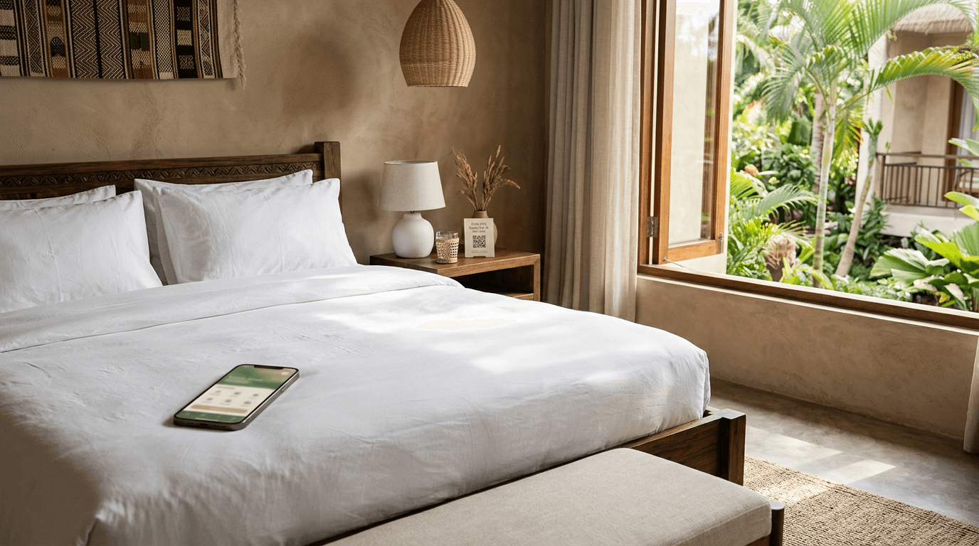 In-room QR — guest requesting hotel services from their phone.